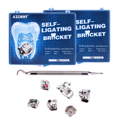 AZDENT Dental Self-Ligating Metal Brackets Roth/MBT .022 Hooks on 345 with Tools 28pcs/Box
