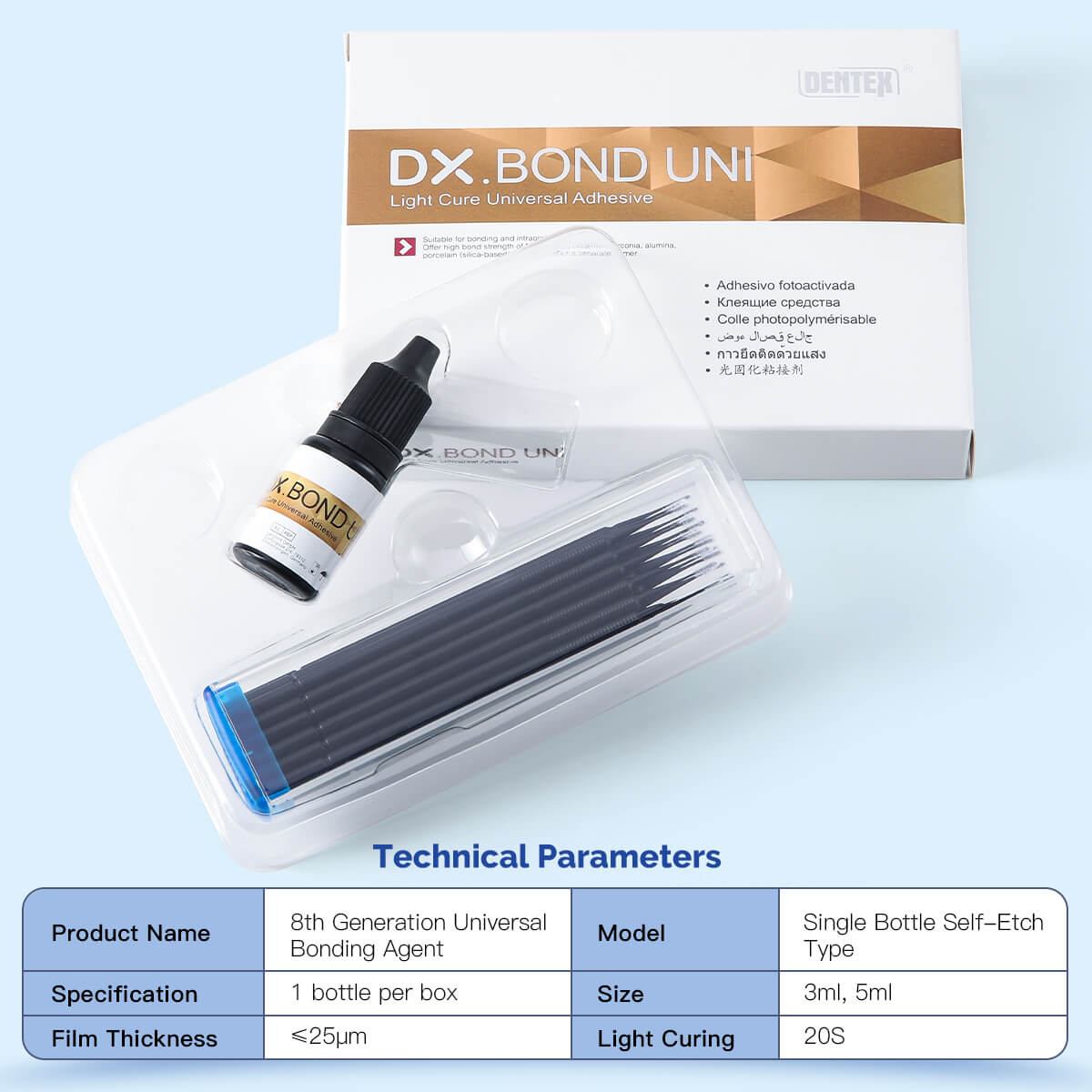 Dentex Dental Light Cure Universal Adhesive Bonding Agent Self-etch Gel 5ml