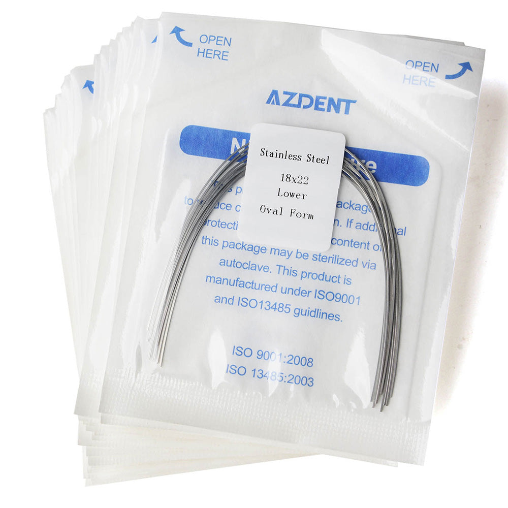 Arco de alambre AZDENT de acero inoxidable, forma ovalada, rectangular, 0,018 x 0,022, inferior, 10 unidades/paquete