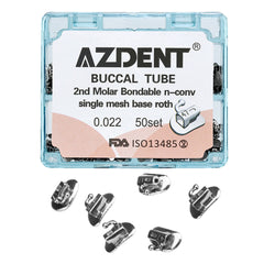 AZDENT Buccal Tube 2nd Molar Bondable Split Non-Convertible Roth 0.022 50Sets/Bx