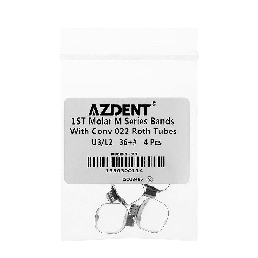 AZDENT Dental Orthodontic Buccal Tube Band 1st 35#-40+# Roth .022 U3/L2 4pcs/Kit