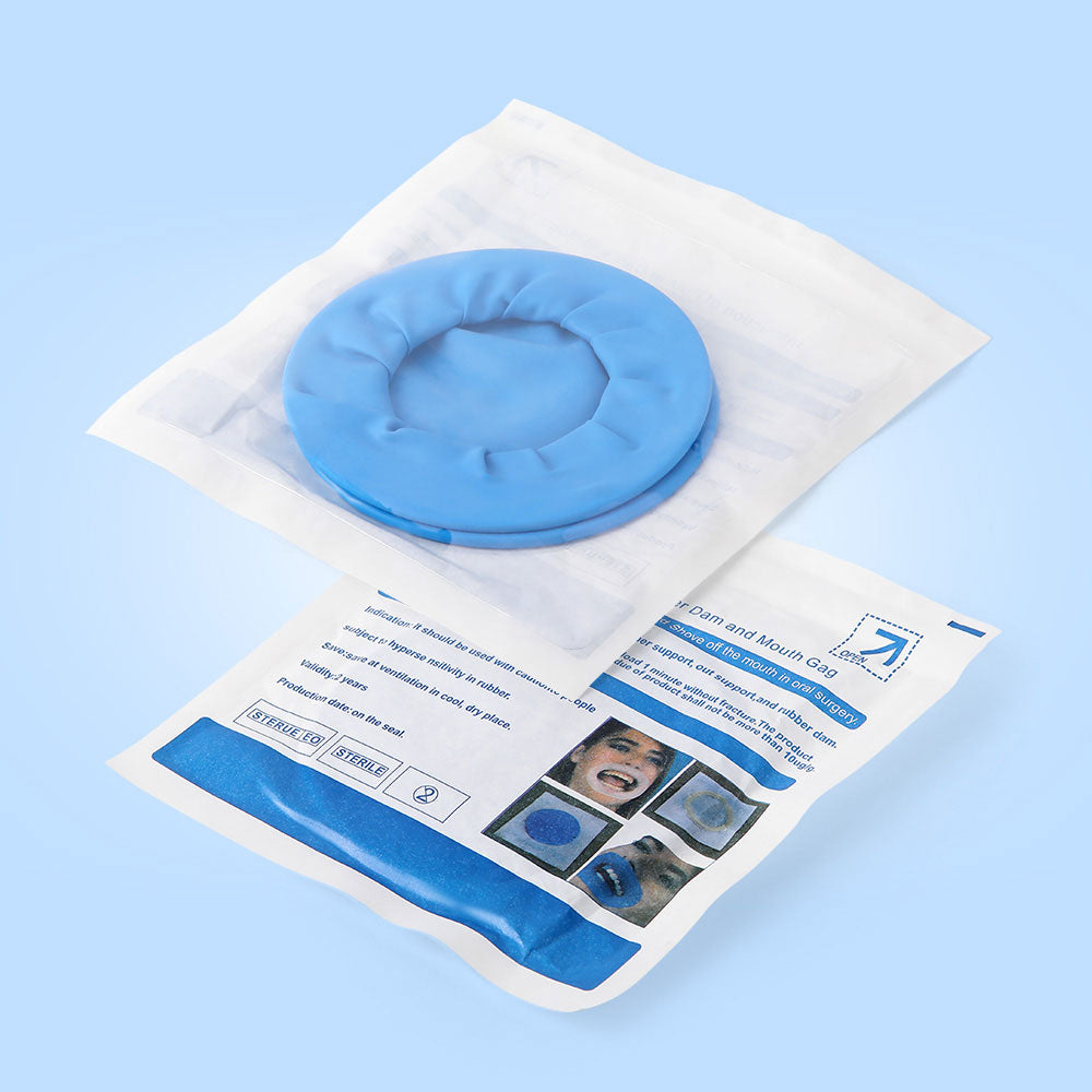 Dental Disposable Rubber Sterile Mouth Opener O Shape Lip Retractor Blue 1pc/Bag