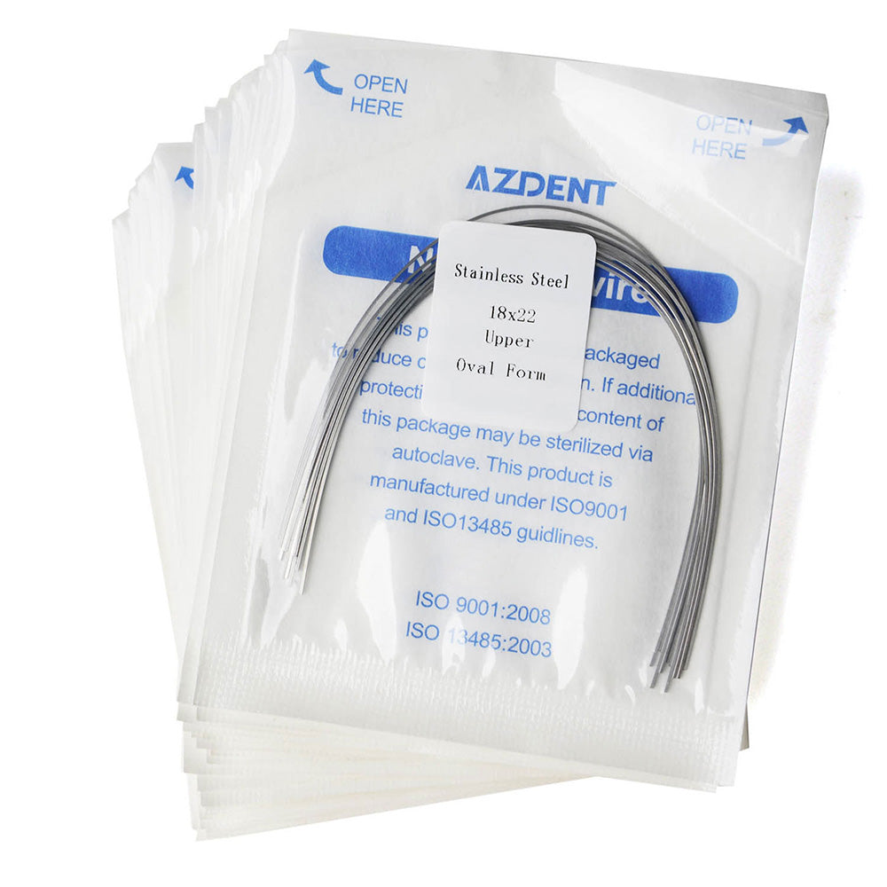 Arco de alambre AZDENT de acero inoxidable, forma ovalada, rectangular, 0,018 x 0,022 mm, superior, 10 unidades/paquete