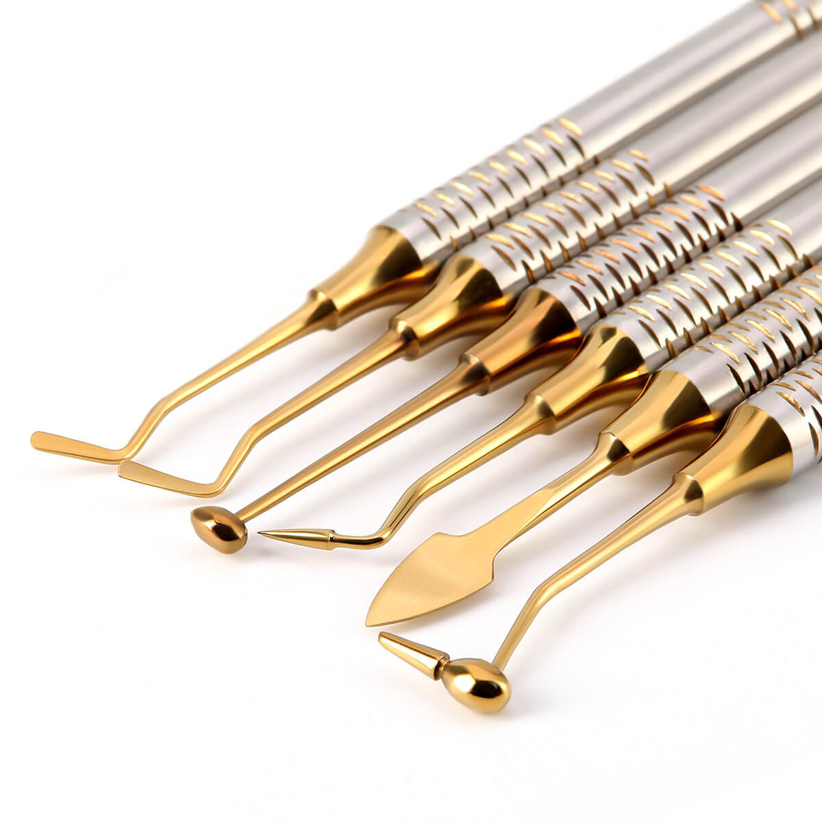 Dental Tools Composite Resin Filling Spatula Titanium Plated Head Filler Gold