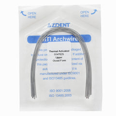AZDENT Thermal Active NiTi Archwire Ovoid Form Rectangular 0.014 x 0.025 Upper 10pcs/Pack