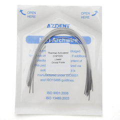 AZDENT Thermal Active NiTi Archwire Ovoid Form Rectangular 0.018 x 0.025 Lower 10pcs/Pack