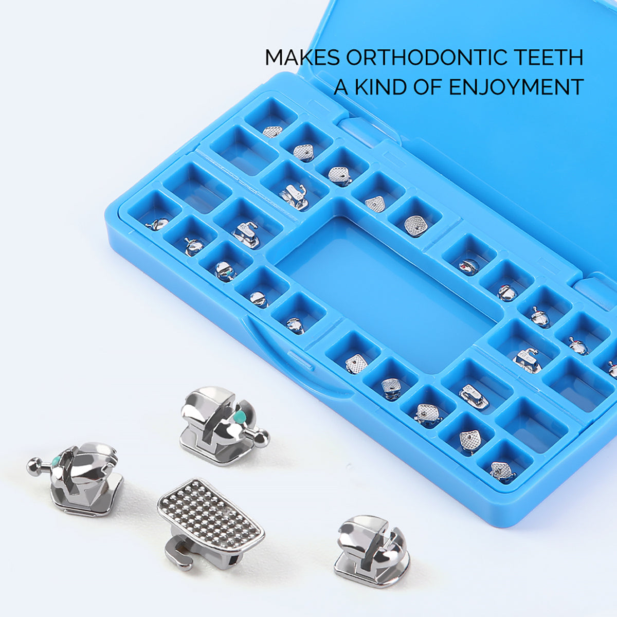 AZDENT Dental Orthodontic Self-Ligating Brackets Spherical Monoblock Roth/MBT .022 Hooks On 345 With Buccal Tube 24pcs/Box