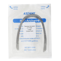 AZDENT Thermal Active NiTi Archwire Ovoid Form Rectangular 0.017 x 0.025 Lower 10pcs/Pack