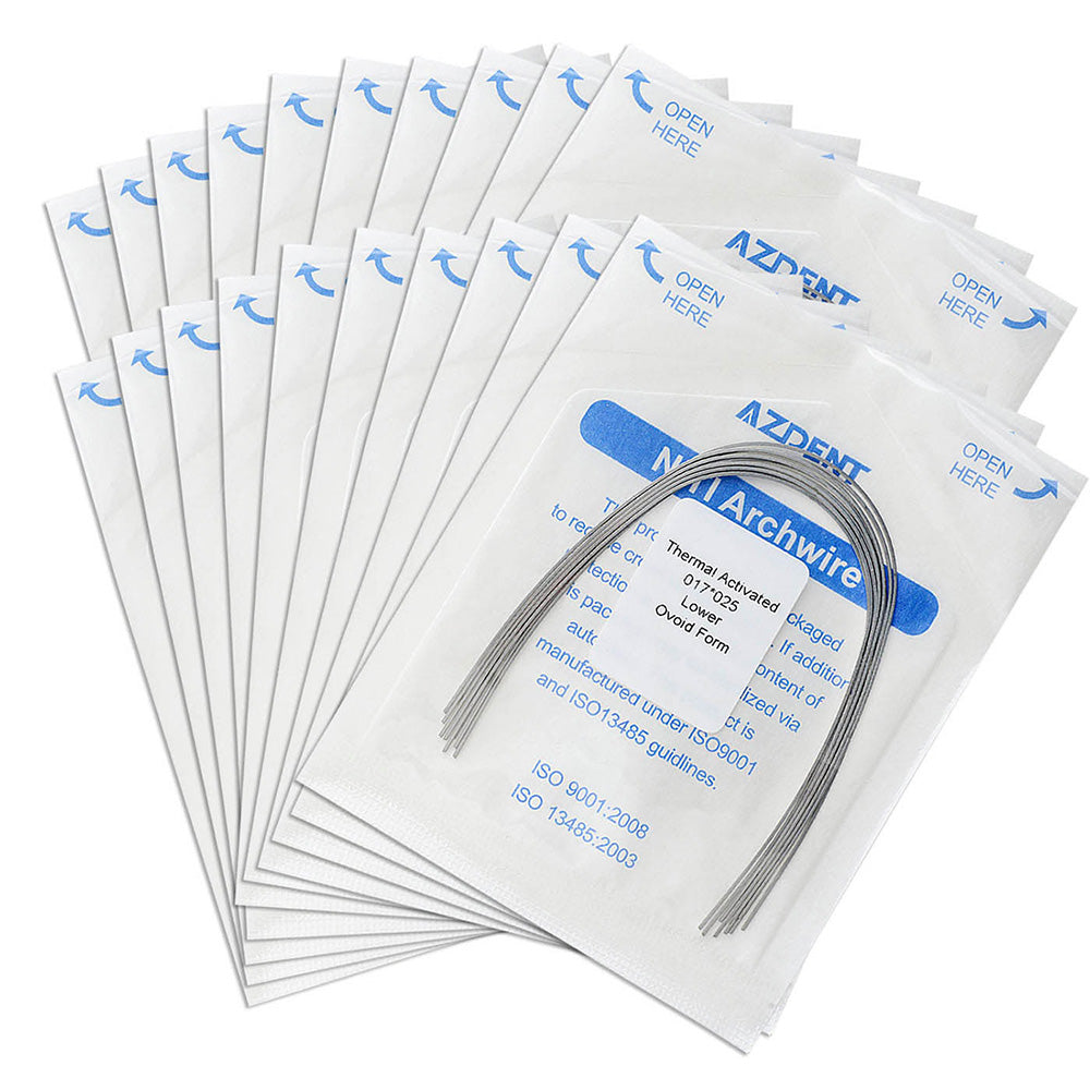 AZDENT Thermal Active NiTi Archwire Ovoid Form Rectangular 0.017 x 0.025 Lower 10pcs/Pack