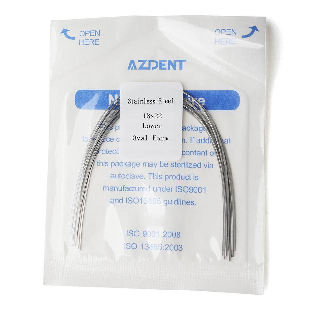 Arco de alambre AZDENT de acero inoxidable, forma ovalada, rectangular, 0,018 x 0,022, inferior, 10 unidades/paquete