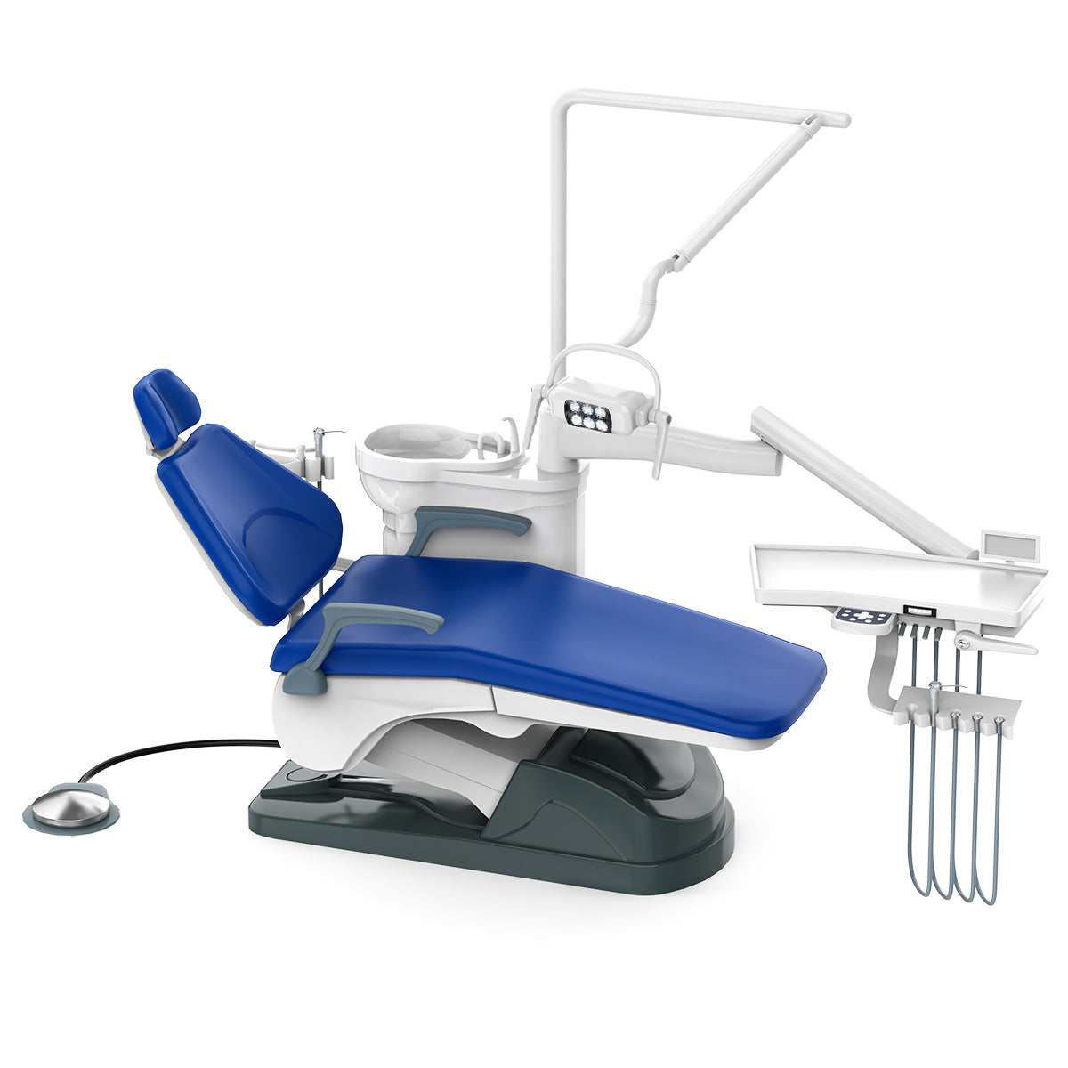 Dental Unit Chair J2688-A1 DC Motor Computer Controlled Hard Leather with Stool Sapphire Blue