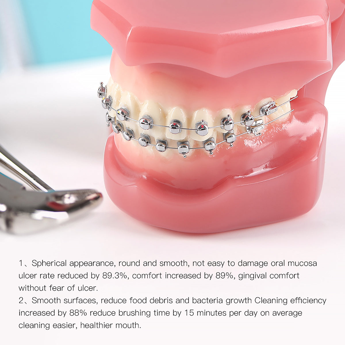 AZDENT Dental Orthodontic Self-Ligating Brackets Spherical Monoblock Roth/MBT .022 Hooks On 345 With Buccal Tube 24pcs/Box
