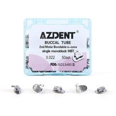AZDENT Buccal Tube 2nd Molar Bondable Monoblock Non-convertible MBT 0.022 50Sets/Box