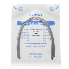 AZDENT Thermal Active NiTi Archwire Ovoid Form Rectangular 0.017 x 0.025 Upper 10pcs/Pack