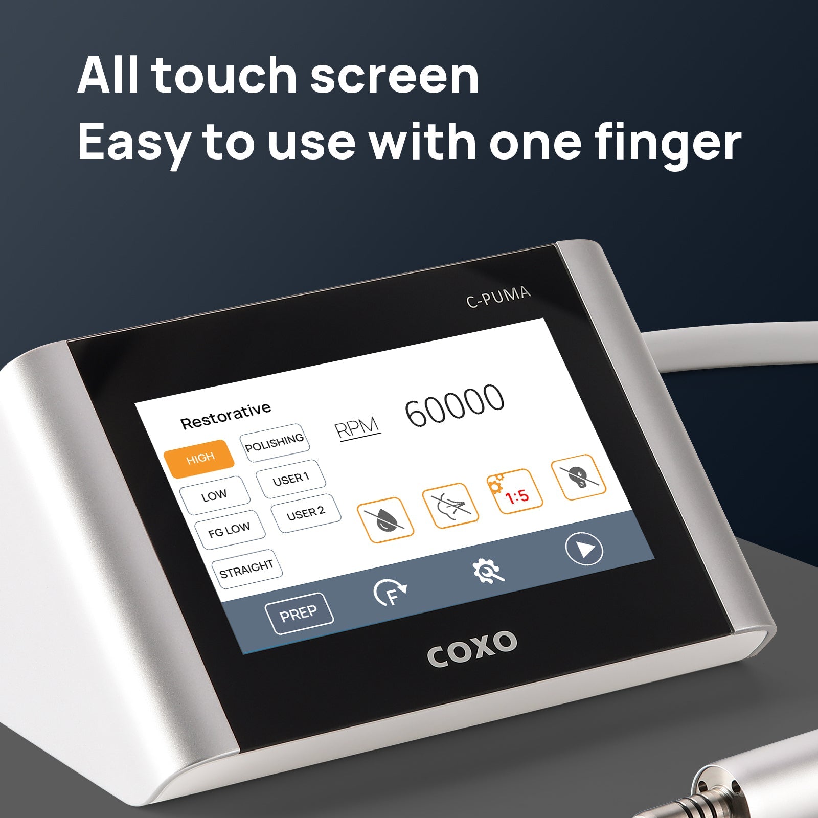 Электромотор эндодонтический COXO C PUMA Master Dental LED с угловыми наконечниками 1:5 и 6:1