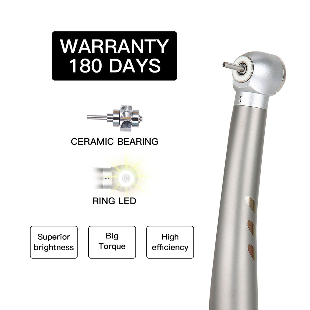 AZDENT Dental Stainless Body Shadowless LED E-generator High and Low Speed Handpiece 2/4 Holes