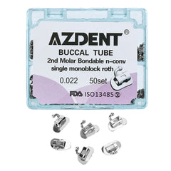 AZDENT Buccal Tube 2nd Molar Bondable Monoblock Non-convertible Roth 0.022 50Sets/Bx