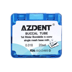 AZDENT Buccal Tube 1st Molar Bondable Split Non-Convertible Roth 0.018 80pcs/Box