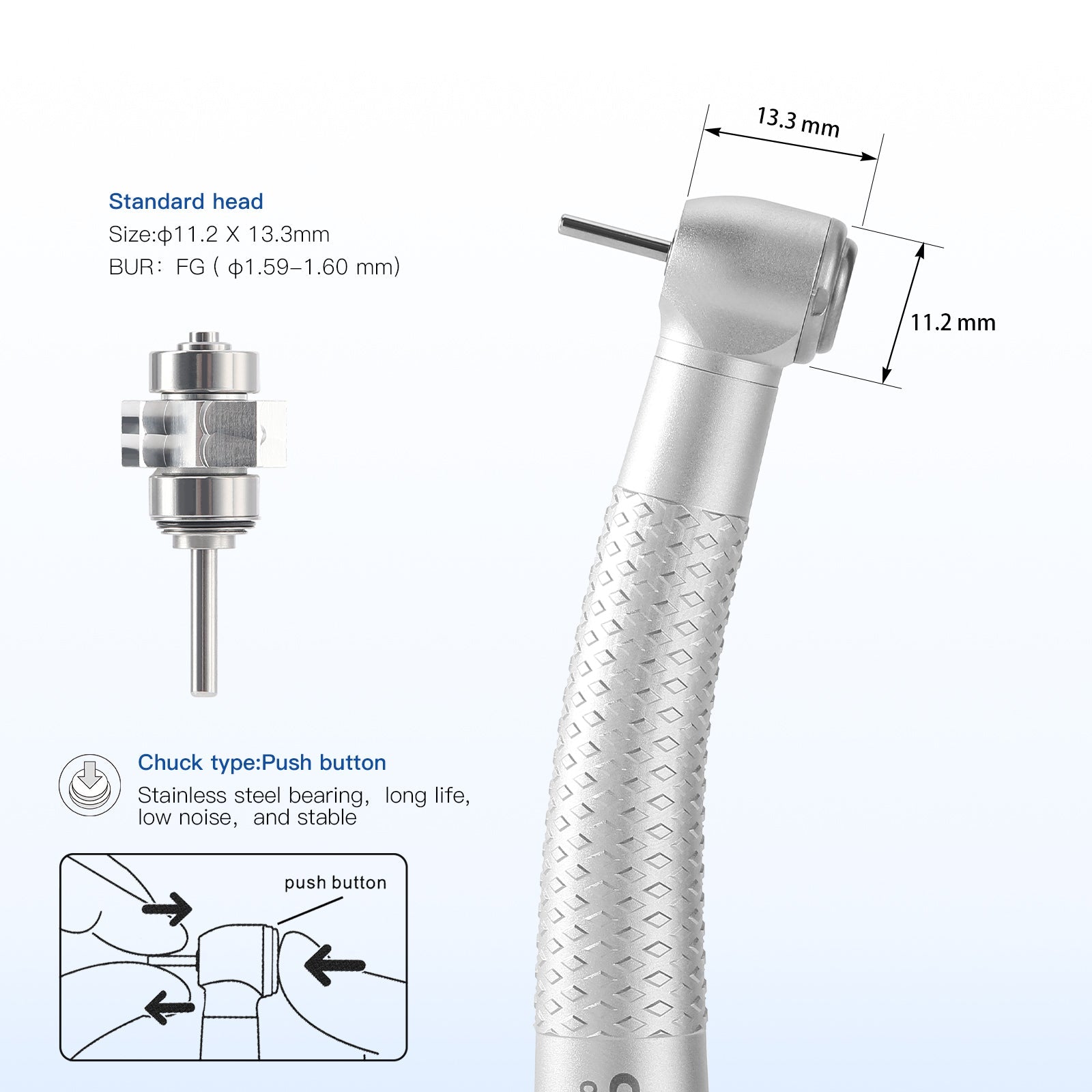 COXO Standard Head High Speed Air Turbine Handpiece with 4 Holes Coupler CX207-W H17-SPQ4