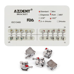 Металлические брекеты AZDENT Dental Standard Roth Slot .022 Hooks on 345 20 шт./уп.