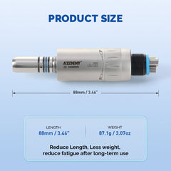 AZDENT Dental Mini 8:1 Contra Angle Fiber Optic Low Speed ​​Handpiece / Mini Fiber Optic Air Motor 6 Hollow
