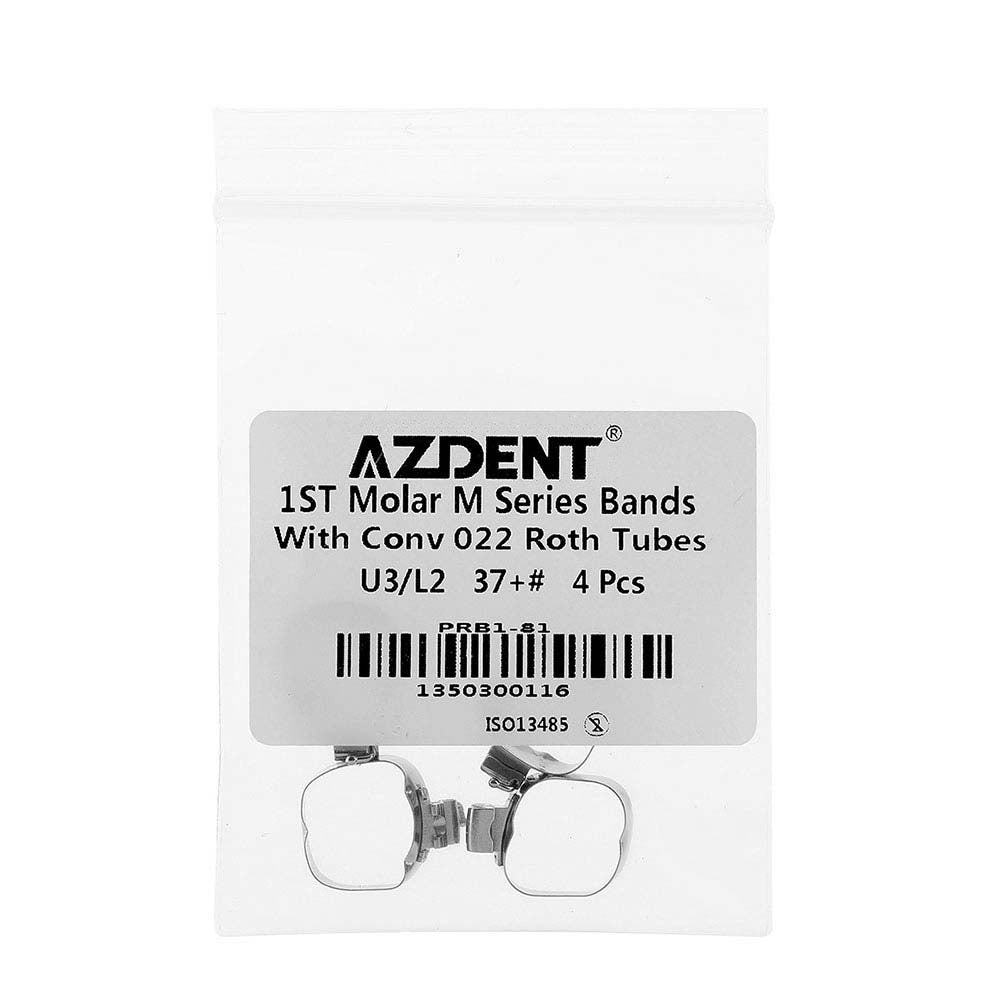 AZDENT Dental Orthodontic Buccal Tube Band 1st 35#-40+# Roth .022 U3/L2 4pcs/Kit