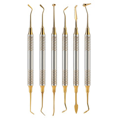 Dental Tools Composite Resin Filling Spatula Titanium Plated Head Filler Gold