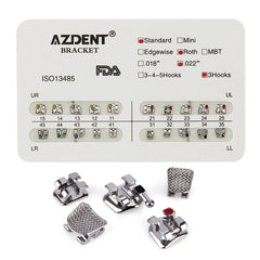 Металлические брекеты AZDENT Dental Standard Roth Slot .022 крючки по 3 шт./уп. 20 шт.