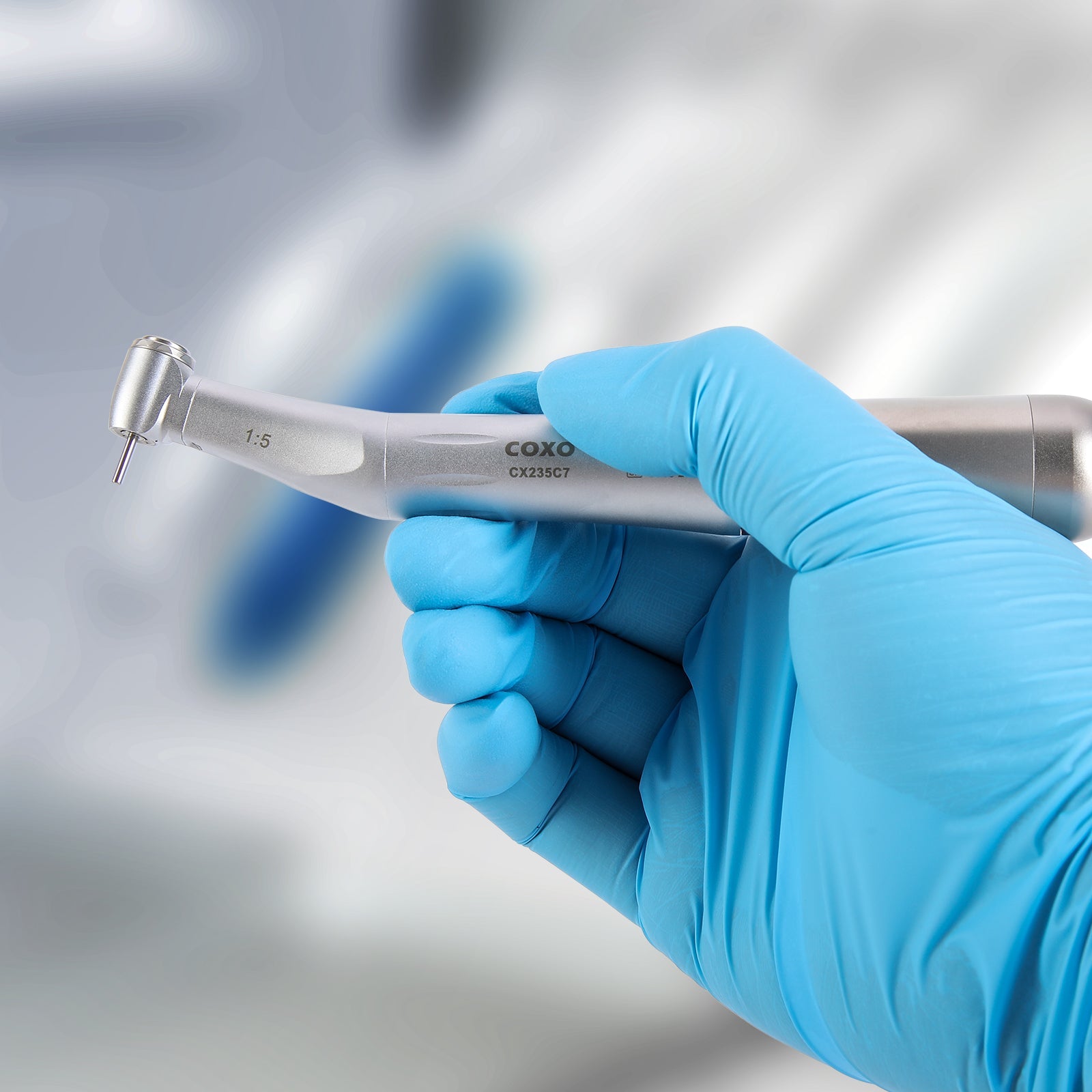 COXO Dental 1:5 Increasing Electric Fiber Optic Inner Channel Contra Angle Handpiece Standard Head CX235C7-5