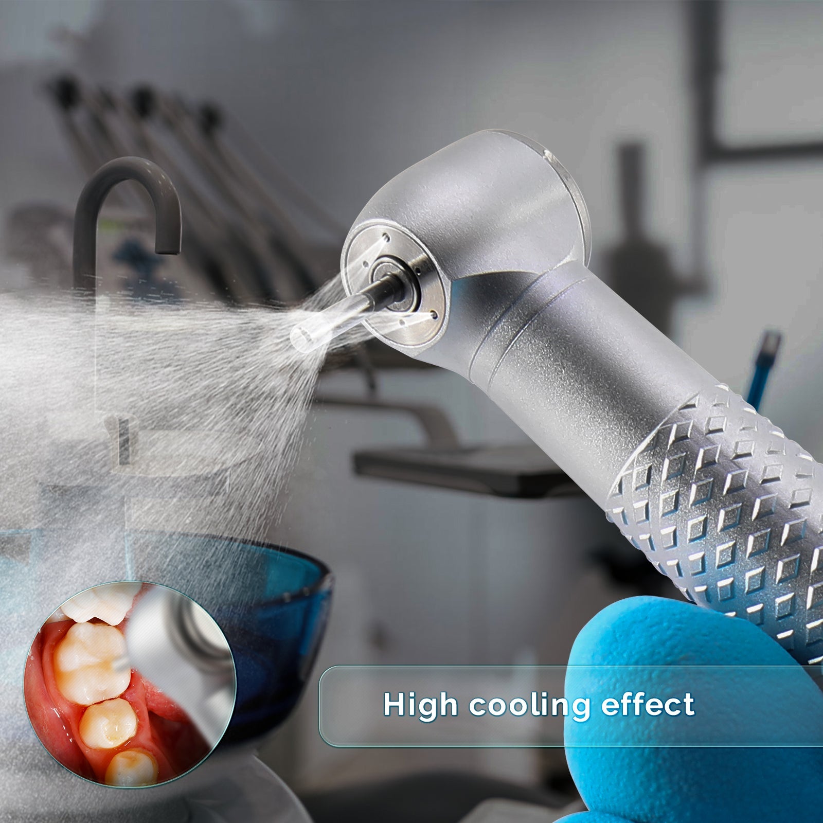 COXO Standard Head High Speed Air Turbine Handpiece with 4 Holes Coupler CX207-W H17-SPQ4