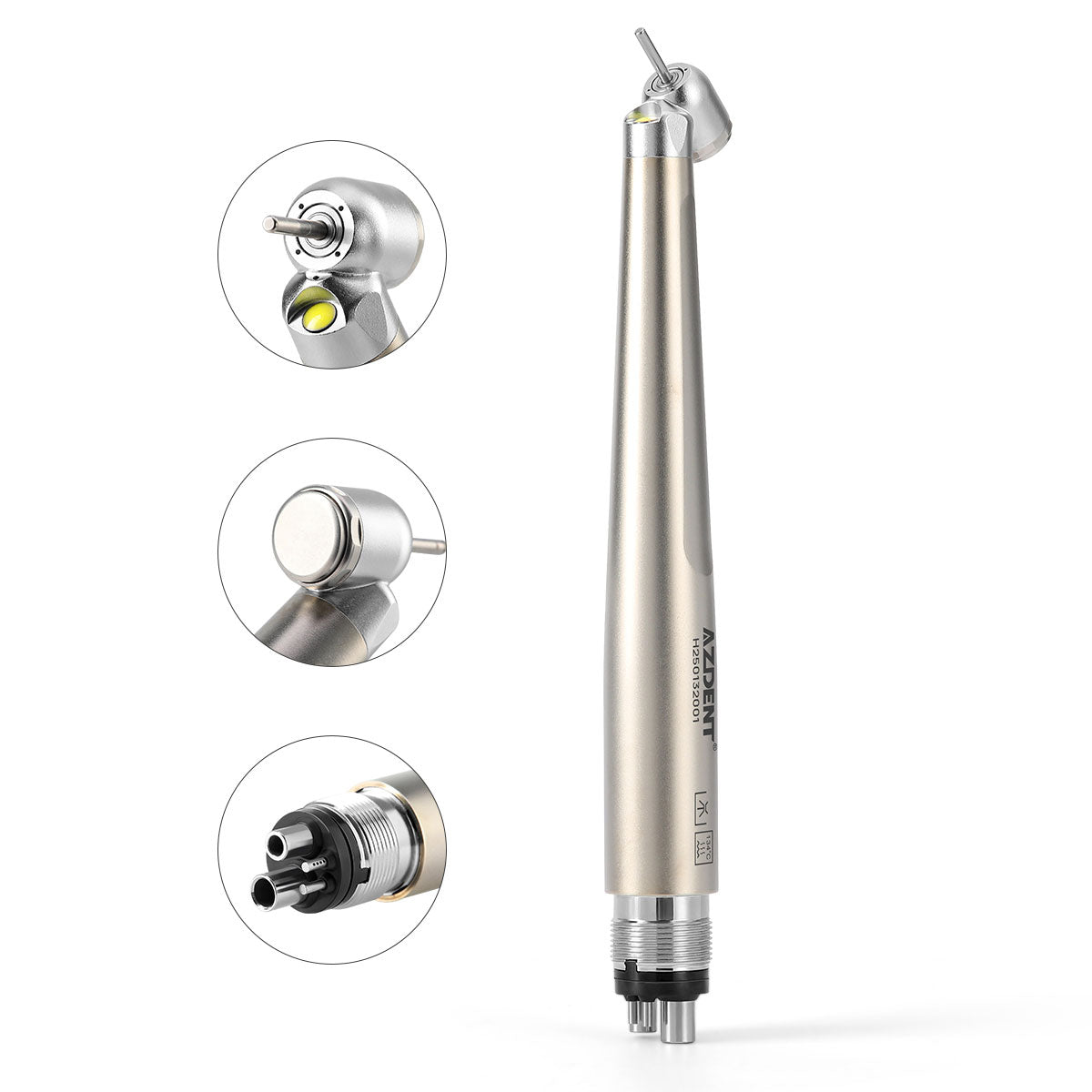 AZDENT Dental 45 Degree LED High Speed Handpiece E-generator Standard Head Push Button 4 Hole