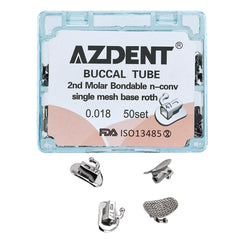 AZDENT Buccal Tube 2nd Molar Bondable Split Non-Convertible Roth 0.018 50Sets/Bx