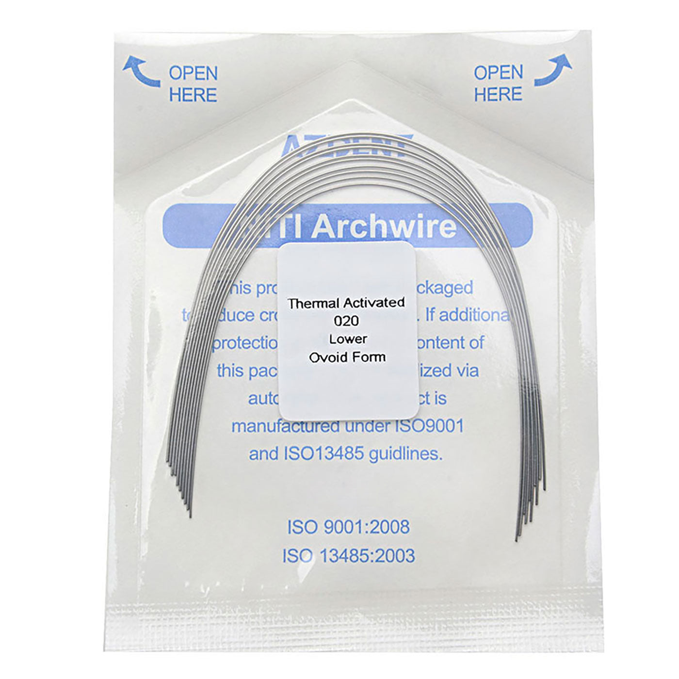 AZDENT Thermal Active NiTi Arch Wire Ovoid Form Round Full Size 10pcs/Pack
