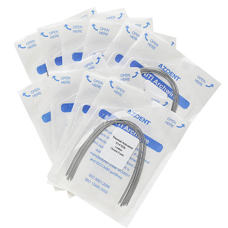 AZDENT Thermal Active NiTi Archwire Ovoid Form Rectangular 0.014 x 0.025 Lower 10pcs/Pack