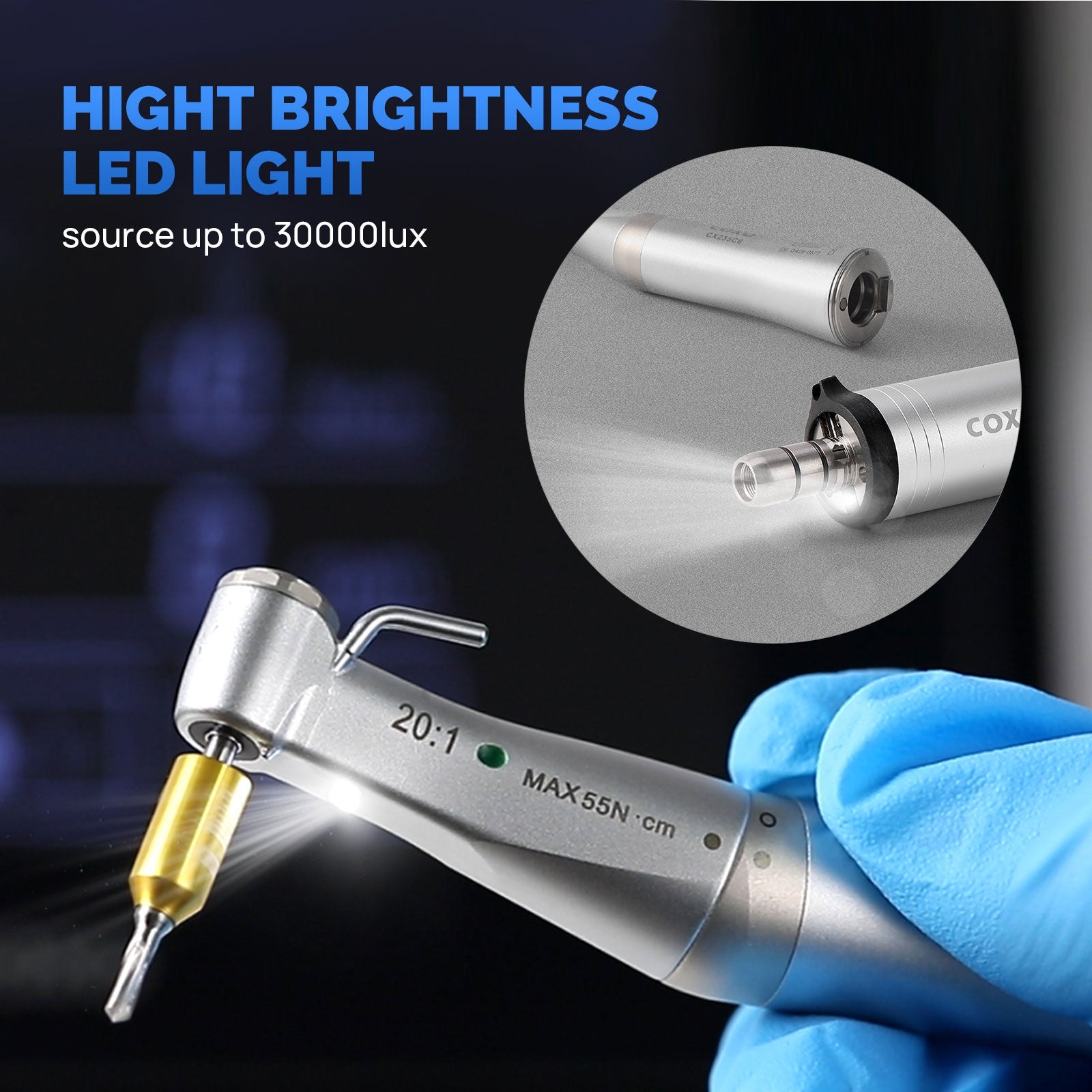 COXO Dental Surgical Brushless Implant Motor 7" Touch Screen With 20:1 Fiber Optic Contra Angle Full-function Pedal Controller #C-SAILOR PRO