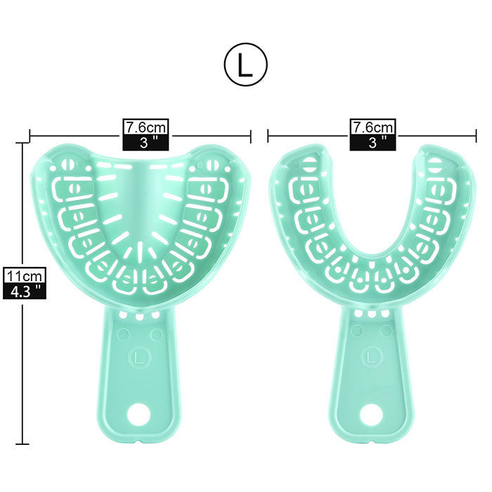 Bandejas de impresión dental de boca completa para moldes dentales, tamaño pequeño, verde, 6 piezas/juego