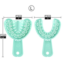 Bandejas de impresión dental de boca completa para moldes dentales, tamaño pequeño, verde, 6 piezas/juego