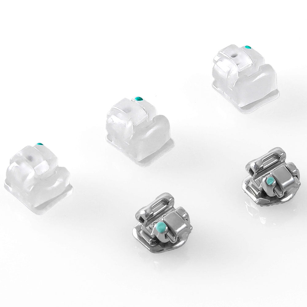 AZDENT Dental 5G Прозрачный керамический самолигирующийся брекет Roth/MBT 0,022 с верхним 3 крючком