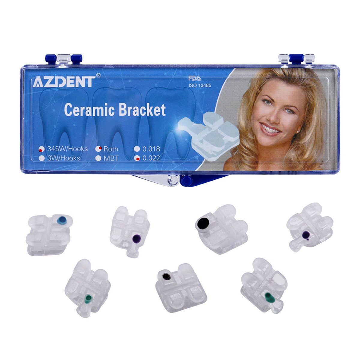 AZDENT Dental Orthodontic Ceramic Brackets Mesh Base Full Size 20pcs/Box