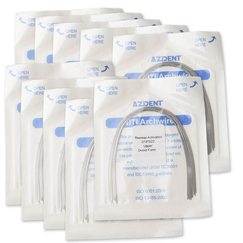 AZDENT Thermal Active NiTi Archwire Ovoid Form Rectangular 0.016 x 0.022 Upper 10pcs/Pack
