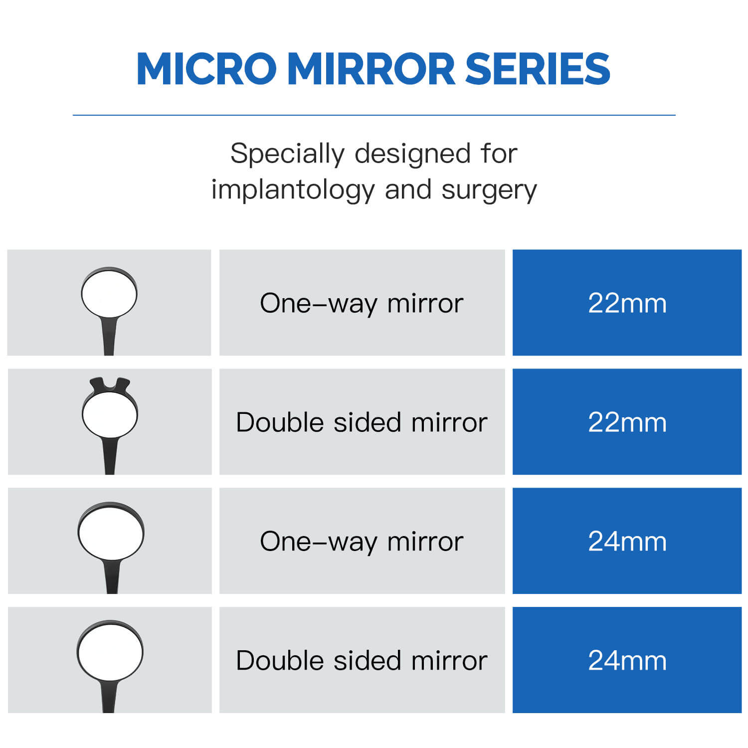 Dental Ultra Clear Mouth Mirror Imaging Sterilizable 22/24mm for Implantology and Surgery