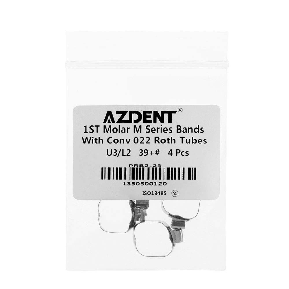 AZDENT Dental Orthodontic Buccal Tube Band 1st 35#-40+# Roth .022 U3/L2 4pcs/Kit