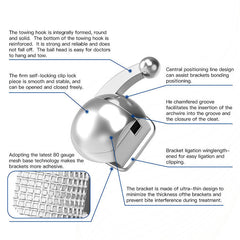 Самолигирующиеся брекеты AZDENT Dental Q-type MBT .022 Hooks On 345 с щечными трубками 28 шт./коробка