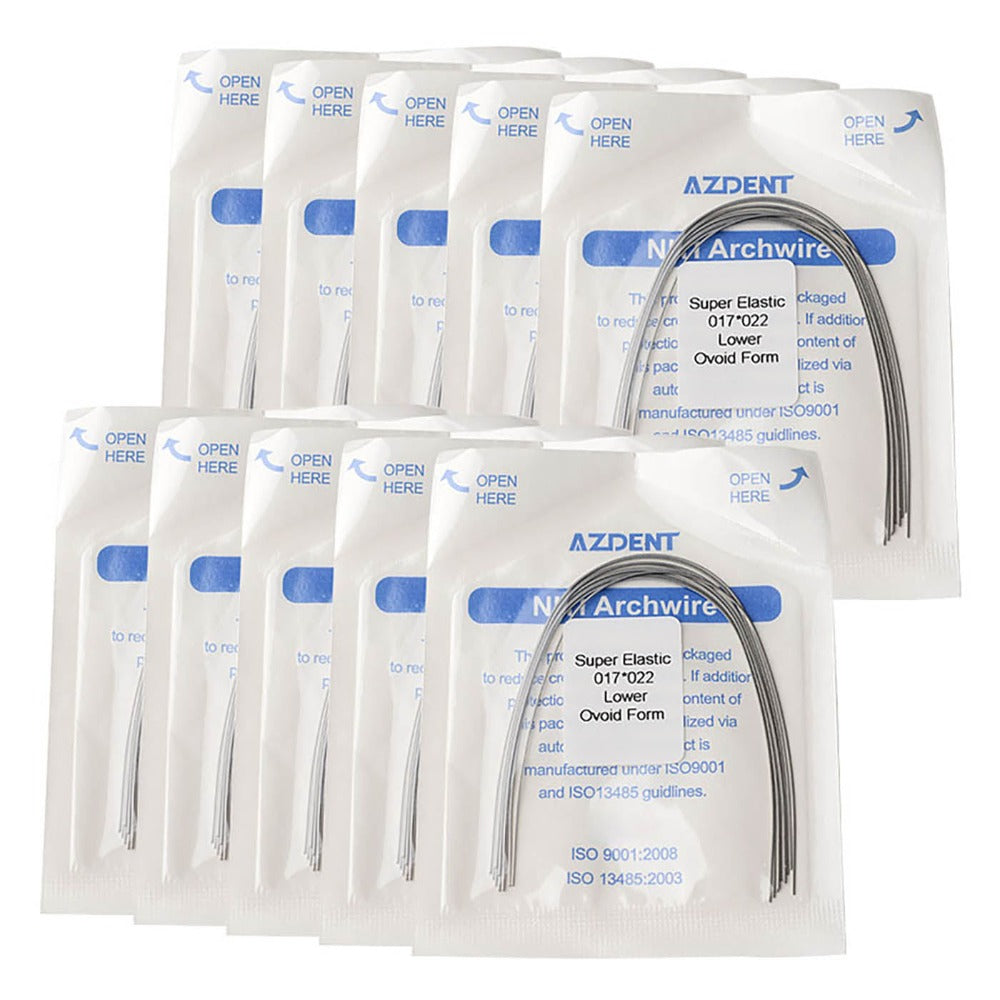 Arco de alambre AZDENT Niti Super Elastic con forma ovalada rectangular de 0,017 x 0,022 mm (10 unidades/paquete)
