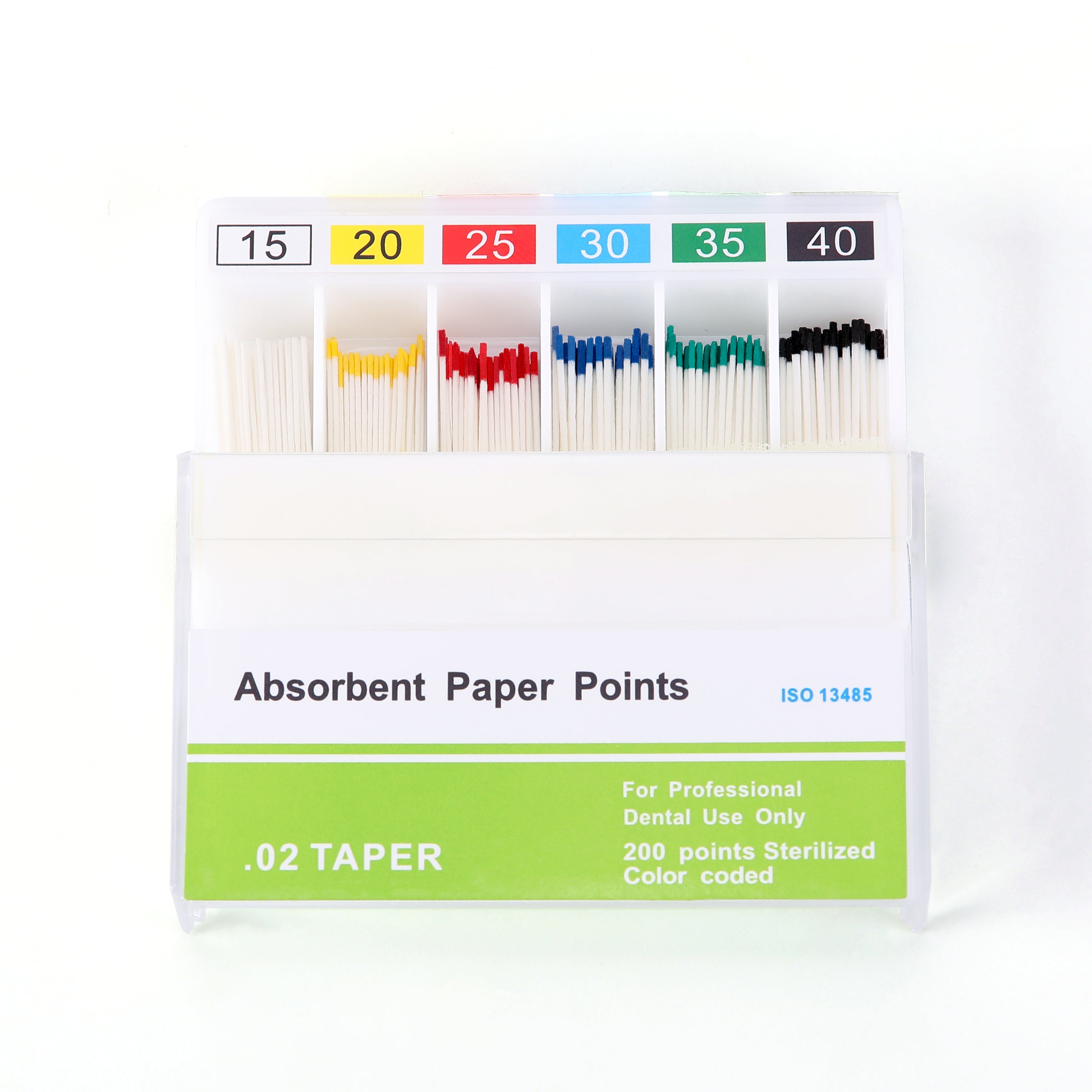 Absorbent Paper Points #15-80 Taper Size 0.02 Color Coded 8 Models 200/Box