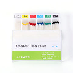 Absorbent Paper Points #15-80 Taper Size 0.02 Color Coded 8 Models 200/Box
