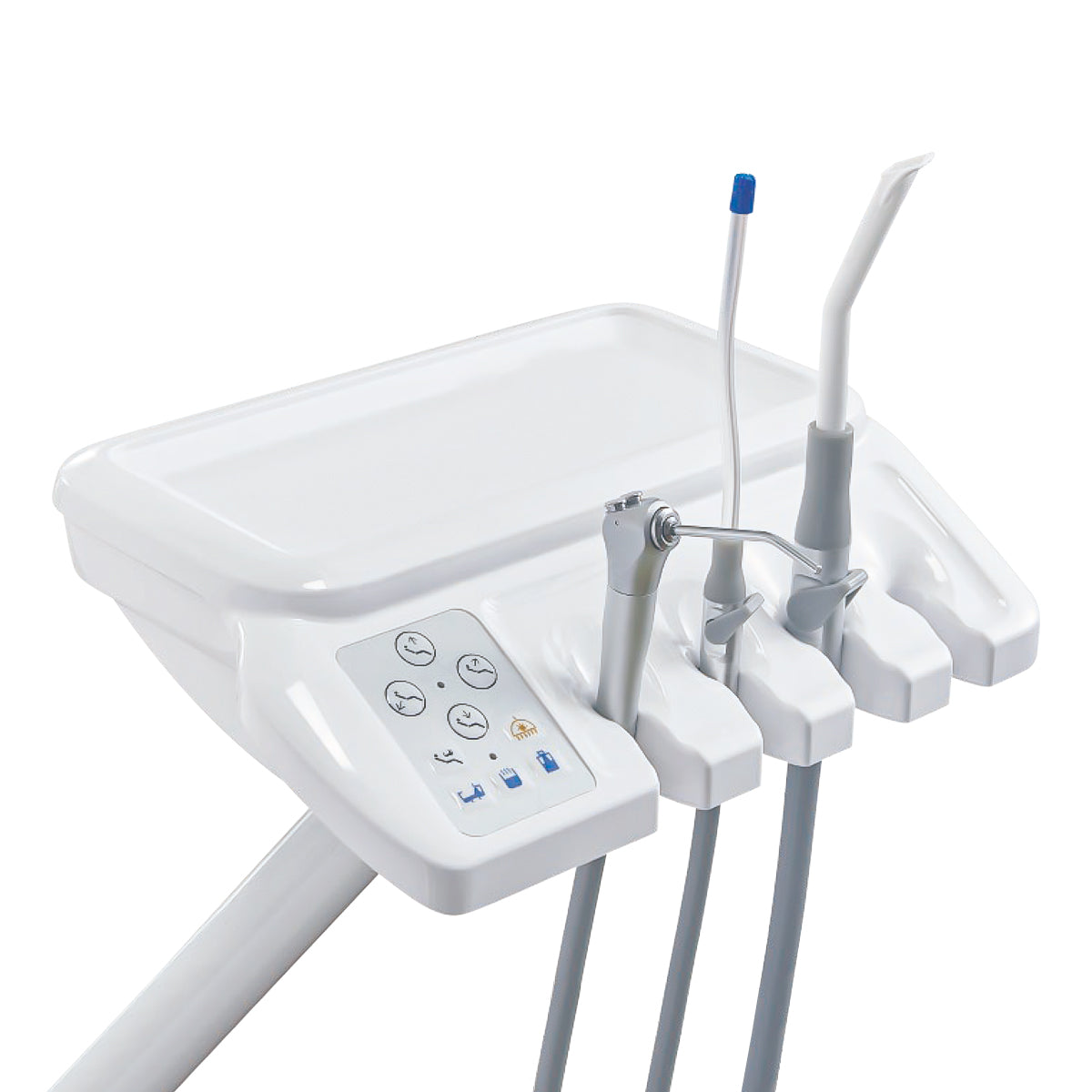 Dental Chair Unit QL2028III-2024 DC Motor Computer Controlled PU Hard Leather w/ Dentist Stool Dark Blue