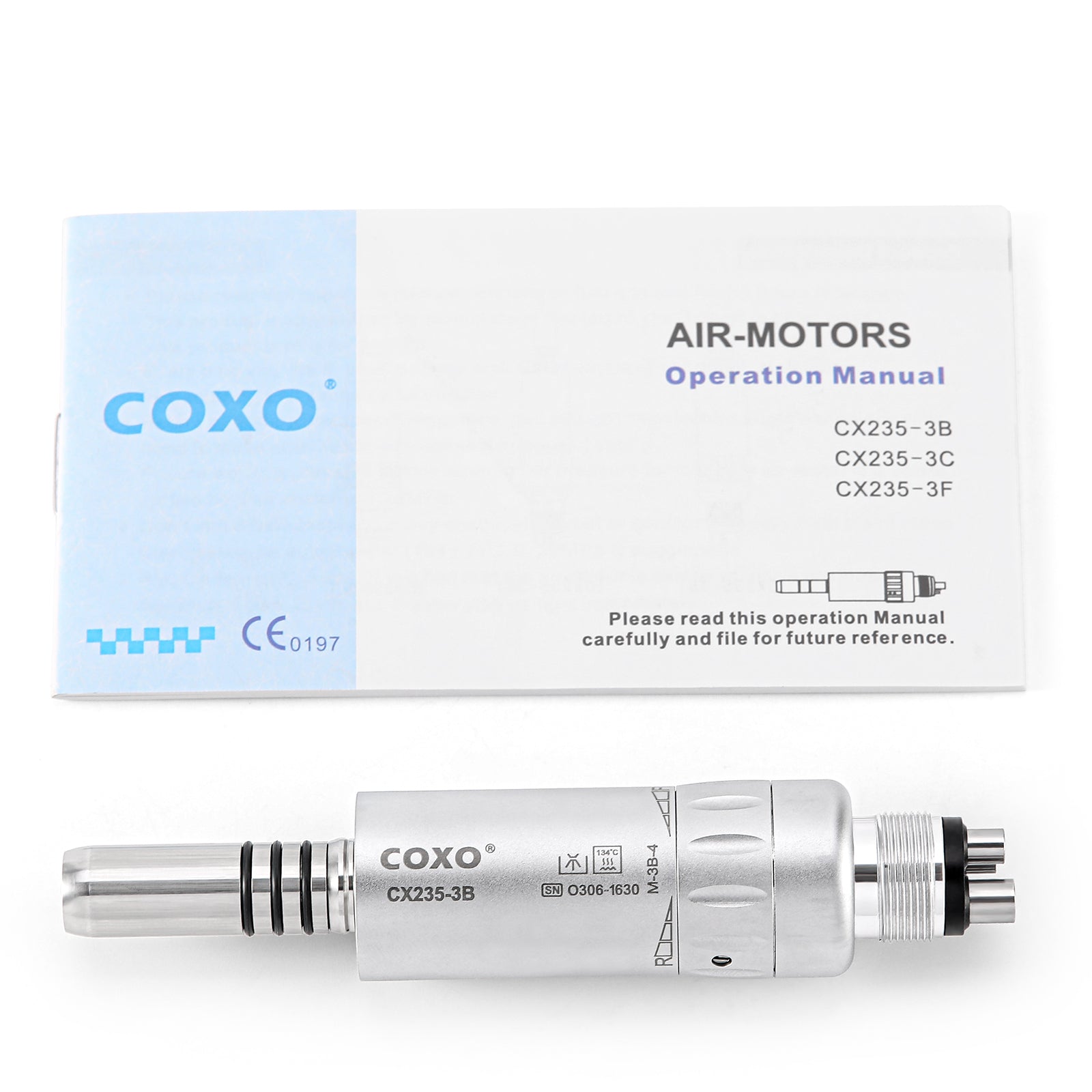 COXO Dental 1:1 Low Speed Electric Handpiece Contra Angle Straight Handpiece Air Motor 4 Holes