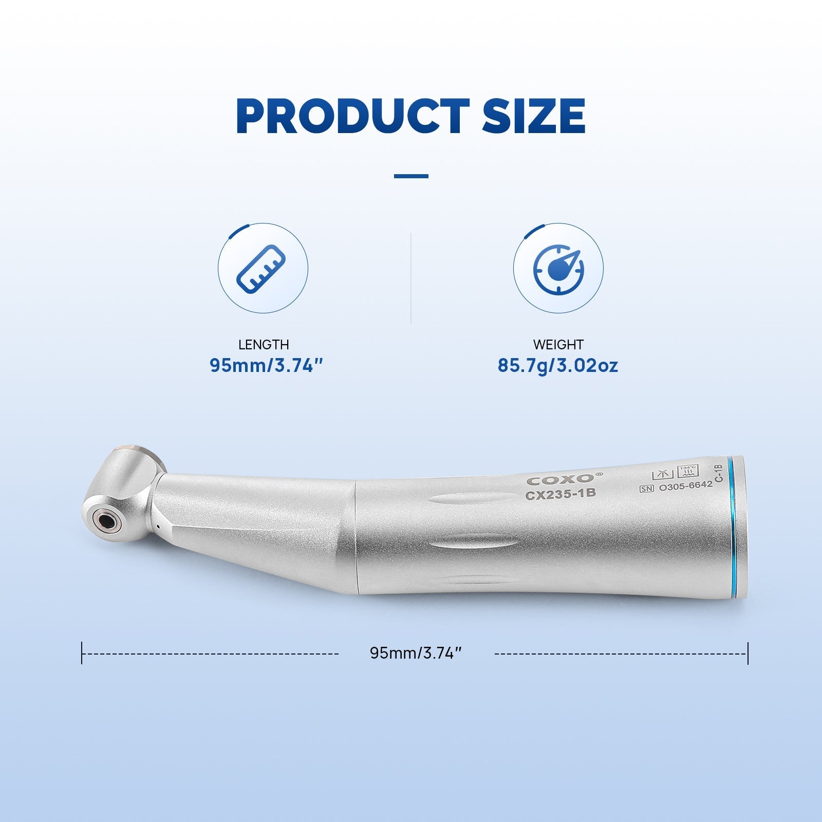 COXO Dental 1:1 Low Speed Electric Handpiece Contra Angle Straight Handpiece Air Motor 4 Holes