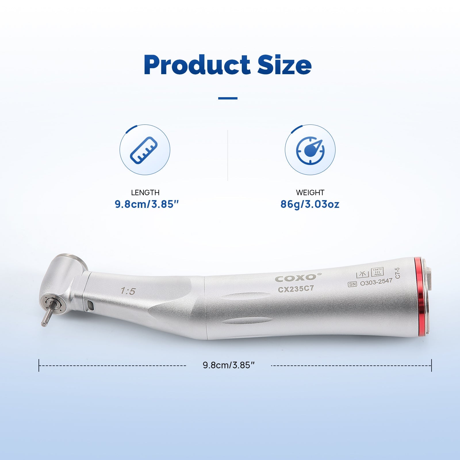 COXO Dental 1:5 Increasing Electric Fiber Optic Inner Channel Contra Angle Handpiece Standard Head CX235C7-5
